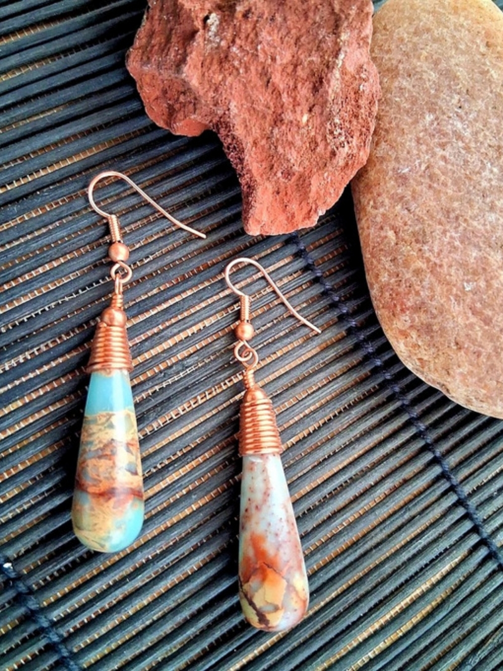 Copper Aqua-Terra Jasper Drop Earrings